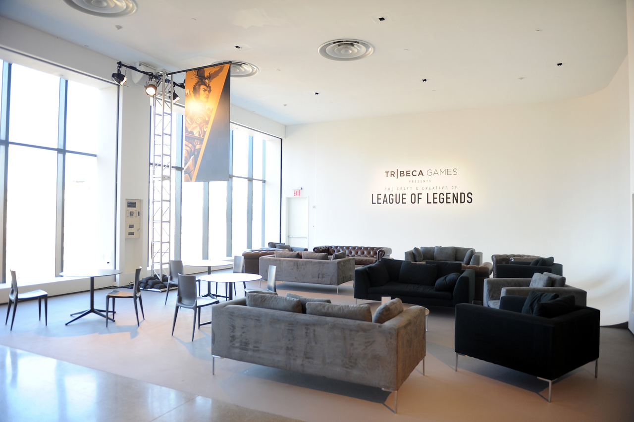 The atmosphere at Spring Studios before TRIBECA GAMES PRESENTS THE CRAFT AND CREATIVE OF LEAGUE OF LEGENDS.